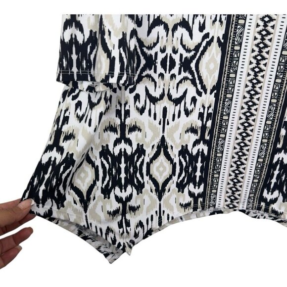 New Directions Women SZ XL LaceUp Tie V Neck Tunic Blouse Asimetric Edge Stretch - Picture 5 of 11